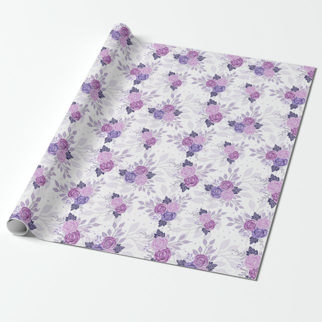 Lila Rosa Bläserner Elegant Feminine Blume Geschenkpapier (Ungerollt)