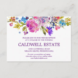 Lila Rosa & Blau Blume Hochzeitskarte Begleitkarte
