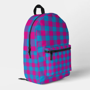 Lila Rosa Blau Karomuster Bedruckter Rucksack