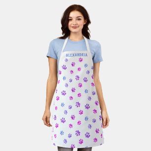 Lila Rosa Blau Pfotenabdruck Muster Benutzerdefini Schürze
