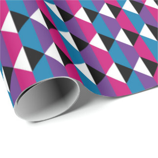 Lila, rosa, blau, schwarz und weiß Diamant Geschenkpapier