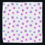Lila rosa blaue Paw-Druckmuster Halstuch<br><div class="desc">Zeigen Sie, wie viel Sie Tiere mit dieser niedlichen und mädchenhaft lila, rosa und blauen Pfoten Druck gemustert bandana. Wetten Sie, dass Ihr Haustier es auch anziehen wird!</div>