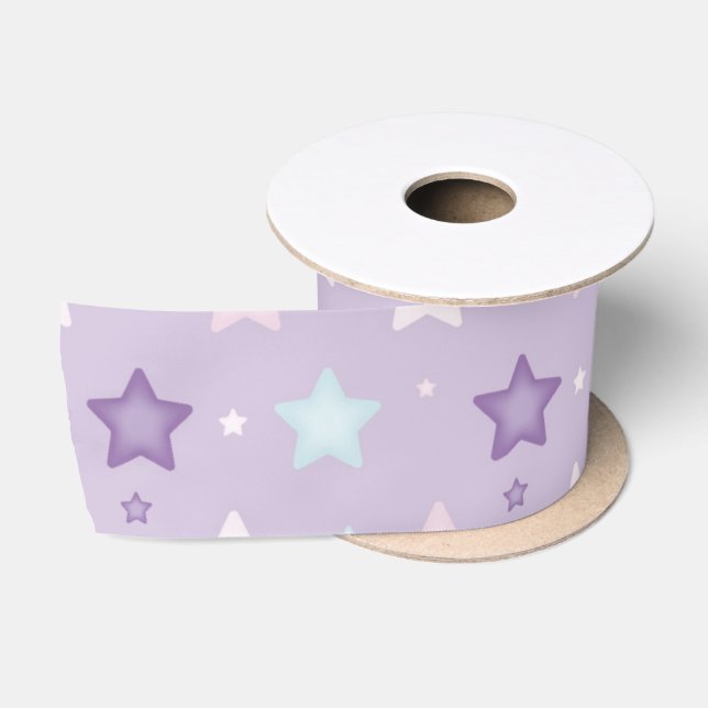 Lila, rosa, blaue Stangen, Streifen Satinband (Spule)