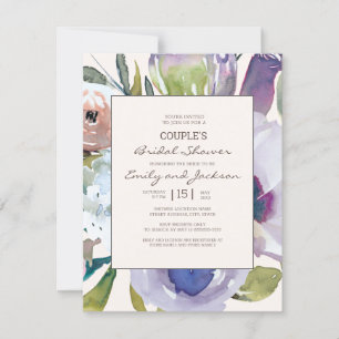 Lila rosa blaues Blumenkuchen Brautparty Einladung
