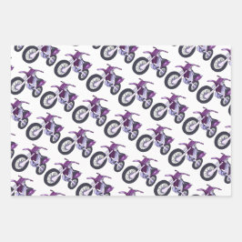 Lila, Rosa, Blaues Dirt Bike Motorrad Geschenkpapier Set