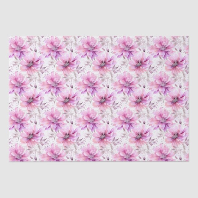 Lila rosa Blume Frühjahrsmuster Seidenpapier (Vorderseite)