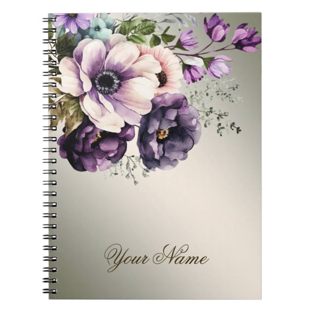 Lila Rosa Blume Goldene Elegante Notizblock (Vorderseite)