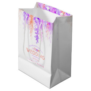 Lila rosa Blume Hochzeit dank Geschenktasche Mittlere Geschenktüte