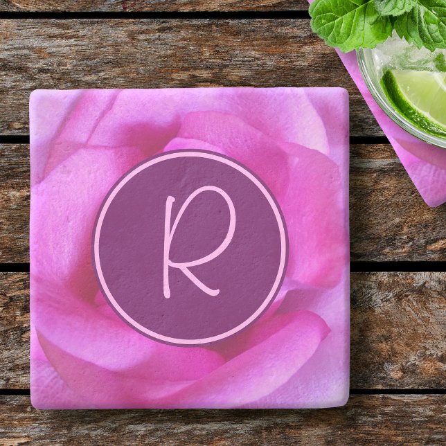 Lila rosa Blume monogramm Steinuntersetzer (Von Creator hochgeladen)