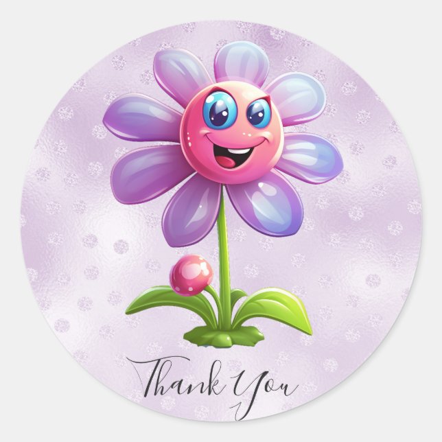 Lila rosa Blume Vielen Dank Aufkleber (Vorderseite)