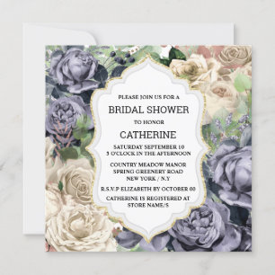 Lila Rosa Blume Vintager Rahmen Einladung