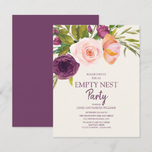 Lila Rosa Blumen-Empty-Nest-Party Karte