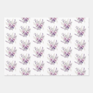 Lila rosa Blumen Lavendel floral Geschenkpapier Set