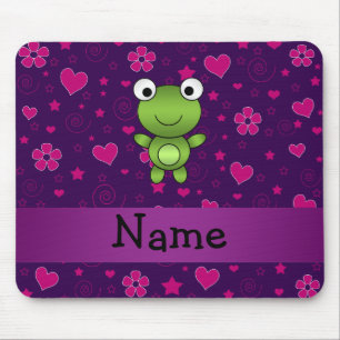 Lila rosa Blumenherzen des personalisierten Mousepad