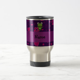 Lila rosa Blumenherzen des personalisierten Reisebecher