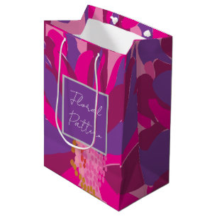 Lila Rosa Blumenmuster  Mittlere Geschenktüte