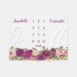 Lila Rosa Blütenflora Rose Twin Milestone Baby Fleecedecke
