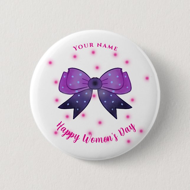 Lila & rosa Bogen Individuelle Name Frauen Button (Vorderseite)
