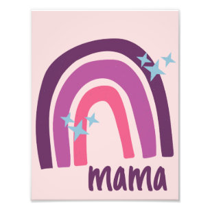 Lila rosa Bohemisch Rainbow Personalisiert Mama Fotodruck