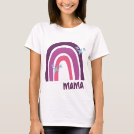 Lila rosa Bohemisch Rainbow Personalisiert Mama T-Shirt
