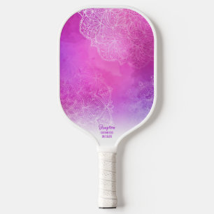 Lila, rosa Boho Chic Text Pickleball Schläger