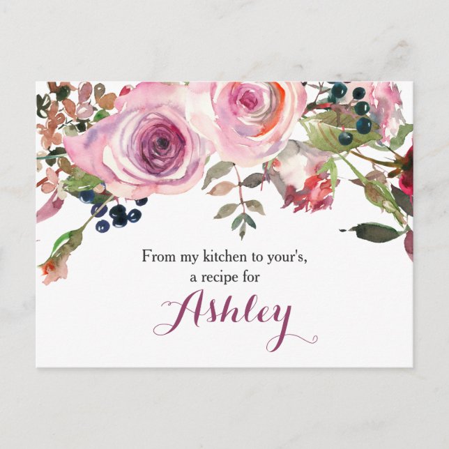 Lila Rosa Chic Rose Blumenrezeptur-Karte Postkarte (Vorderseite)