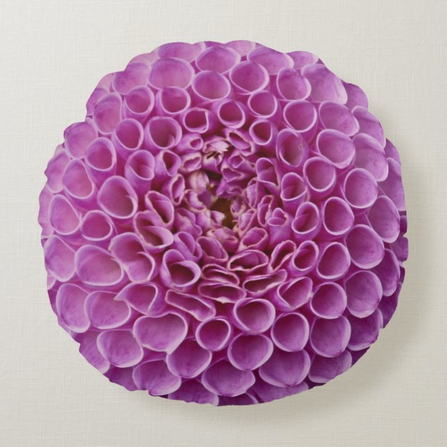 Lila rosa Dahlia Blume Rundkissen Rundes Kissen (Vorderseite)