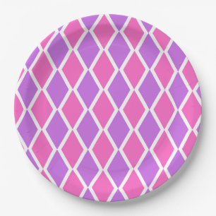 Lila Rosa Diamantmuster Pappteller