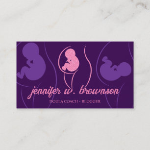 Lila Rosa Doula Geburt Schwanger Gold Baby Neugebo Visitenkarte