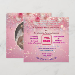 Lila rosa Driving Imitats Glitzer Blumenkohl Einladung