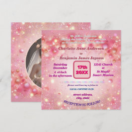 Lila rosa Driving Imitats Glitzer Blumenkohl Einladung