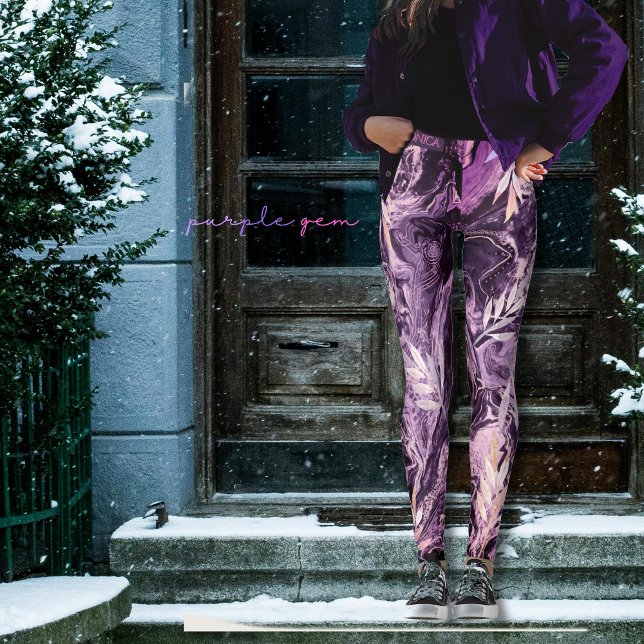 Lila rosa Edelsteine flüssige Kunst Leggings (Purple Pink Gemstone Liquid Art Leggings)