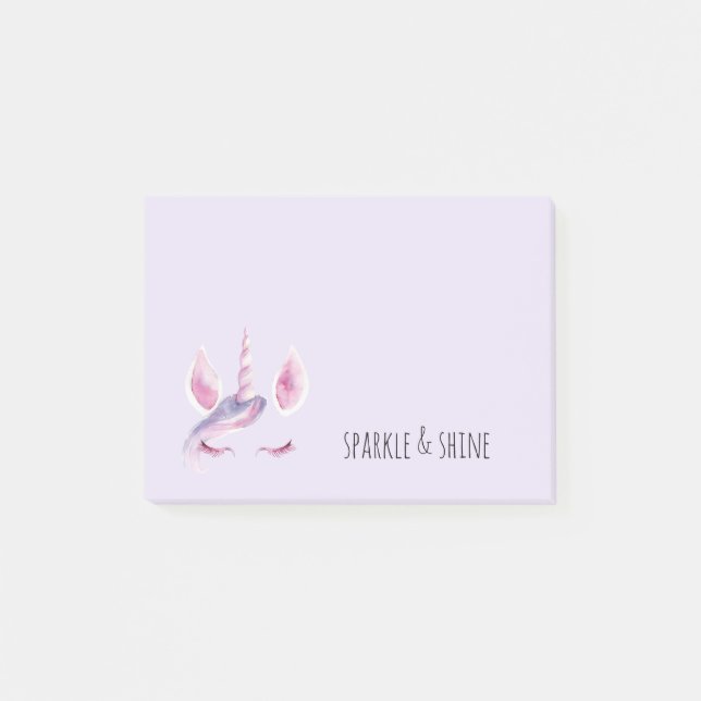 Lila Rosa Einhorn Post-it Klebezettel (Vorderseite)