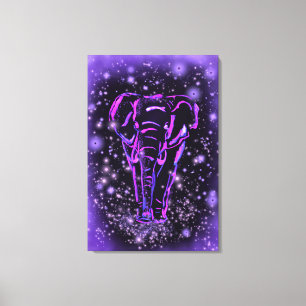 Lila Rosa Elefant in Sternennacht Leinwanddruck