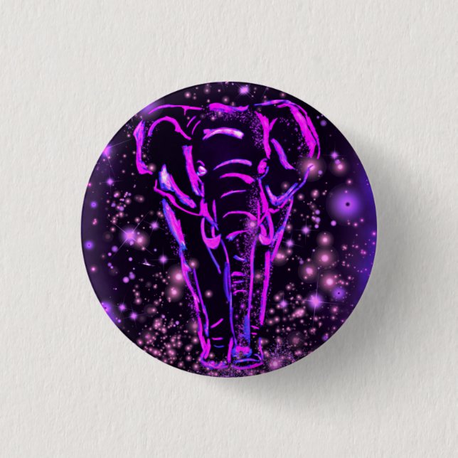 Lila Rosa Elefant Knopf Button (Vorderseite)