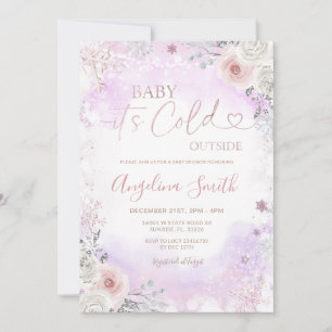Lila Rosa Es ist kalt draußen Winter Baby Shower Einladung