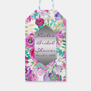 Lila Rosa Farbige Moderne Florale Hochzeitsgunstbe Geschenkanhänger