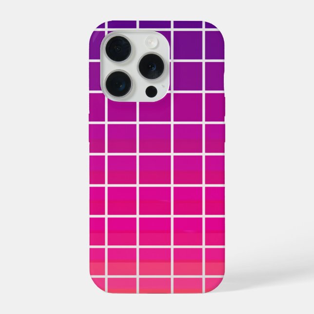 Lila Rosa Farbverlauf-Gitternmuster Geometrisch iPhone 15 Pro Hülle (Rückseite)