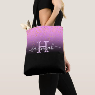 Lila rosa Farbverlauf Monogramm Name chic Tasche
