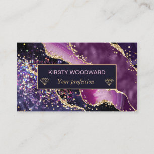 Lila & Rosa & Faux-Gold-Glitter-Achat  Visitenkarte