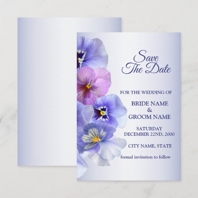 Lila Rosa Flieder Stiefmütterchen Florale Rustikal Save The Date (Vorne/Hinten)