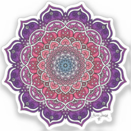Lila-rosa Floral Mandala Aufkleber