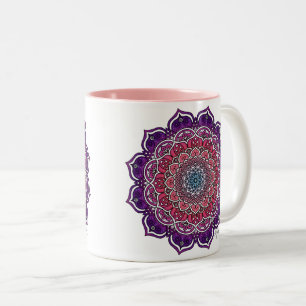 Lila-rosa Floral Mandala Zweifarbige Tasse