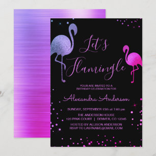 Lila rosa Foil Let's Flamingle - Flamingo Einladung