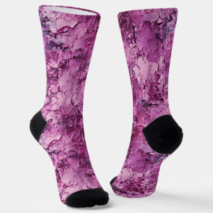 Lila-rosa gecrackte Texturen Socken
