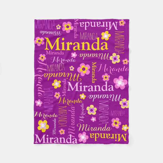Lila Rosa-Gelbe Mädchen Miranda Name Decke (Vorderseite)
