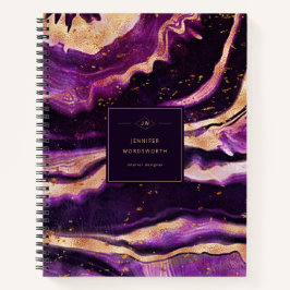 Lila rosa Geode Modernes Abstraktes Schwarzes Tor Notizbuch