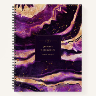 Lila rosa Geode Modernes Abstraktes Schwarzes Tor Notizbuch