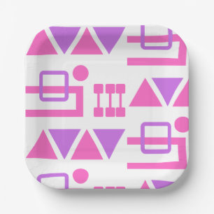 Lila rosa Geomuster Pappteller