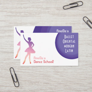 Lila rosa Geschäftskarte der BallettTanzschule Visitenkarte